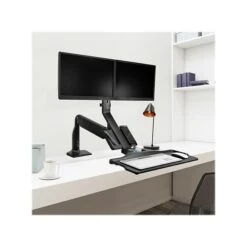 Mount-It! Adjustable Dual-Monitor Mount, Up To 27", Black (MI-7984) -Ergot Office Furniture Shop sp116854025 s7