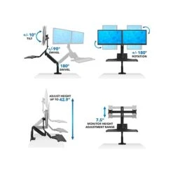 Mount-It! Adjustable Dual-Monitor Mount, Up To 27", Black (MI-7984) -Ergot Office Furniture Shop sp116854119 s7
