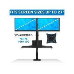 Mount-It! Adjustable Dual-Monitor Mount, Up To 27", Black (MI-7984) -Ergot Office Furniture Shop sp116854120 s7