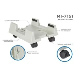 Mount-It! Adjustable CPU Holder Cart With Four Wheels, White (MI-7151) -Ergot Office Furniture Shop sp12138886 s7