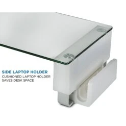 Mount-It! Glass Computer Monitor Stand With Brushed Aluminum Legs, 66 Lbs. Capacity (MI-7264) -Ergot Office Furniture Shop sp12138896 s7