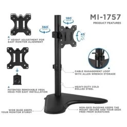 Mount-It! Single Monitor Mount Desk Stand For 22" To 32" Monitors (MI-1757) -Ergot Office Furniture Shop sp12138914 s7