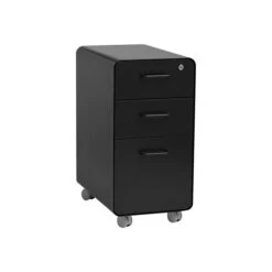 Poppin The Sort-It-Out 3-Drawer Vertical File Cabinet, Locking, Letter/Legal, Black, 20" (104741)