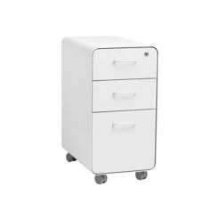 Poppin The Sort-It-Out 3-Drawer Vertical File Cabinet, Locking, Letter/Legal, White, 20" (104742)
