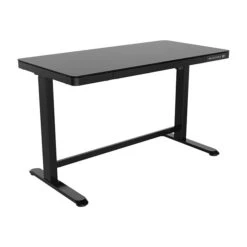 Poppin The-Work-Happy-From-Home 28"-48" Glass Adjustable Height Desk, Black (108004)