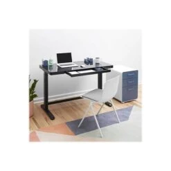 Poppin The-Work-Happy-From-Home 28"-48" Glass Adjustable Height Desk, Black (108004) -Ergot Office Furniture Shop sp122684613 s7
