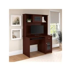 Bush Furniture Cabot 48" Computer Desk With Hutch, Harvest Cherry (WC31448T)
