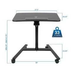Mount-It! 29"-42" Adjustable Mobile Desk, Black (MI-7969)
