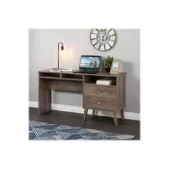 Prepac Milo 55" Desk With Side Storage And 2 Drawers, Drifted Gray (DEHR-1413-1)