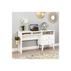Prepac Milo 55" Desk With Side Storage And 2 Drawers, White (WEHR-1413-1)