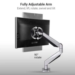 Loctek Adjustable Monitor Mount, Up To 34", Gray/Silver (D7L)