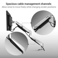 Loctek Adjustable Monitor Mount, Up To 27", Gray/Silver (D7A) -Ergot Office Furniture Shop sp12472963 s7