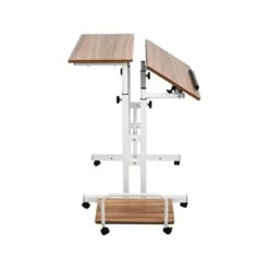 Mind Reader 27" Rolling Standing Desk, Oak/White (SDROLL-OAK)