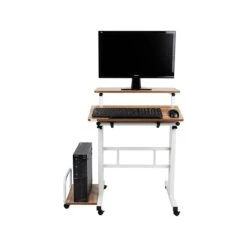 Mind Reader 27" Rolling Standing Desk, Oak/White (SDROLL-OAK) -Ergot Office Furniture Shop sp127455985 s7