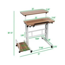Mind Reader 27" Rolling Standing Desk, Oak/White (SDROLL-OAK) -Ergot Office Furniture Shop sp127455986 s7