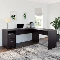 Bush Furniture Cabot 72W L Shaped Computer Desk With Drawers, Espresso Oak (CAB051EPO)