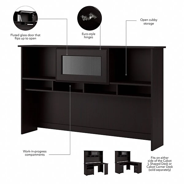 Bush Furniture Cabot 60W L Shaped Computer Desk With Hutch And Drawers, Espresso Oak (CAB046EPO) 3 Bush Furniture Cabot 60W L Shaped Computer Desk With Hutch And Drawers, Espresso Oak (CAB046EPO) - Image 3