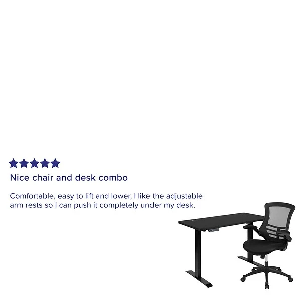 Flash Furniture Electric 27"H - 44"H Adjustable Standing Desk With Black Mesh Task Office Chair, Black (BNBLX5STDBK) 3 Flash Furniture Electric 27"H - 44"H Adjustable Standing Desk With Black Mesh Task Office Chair, Black (BNBLX5STDBK) - Image 3