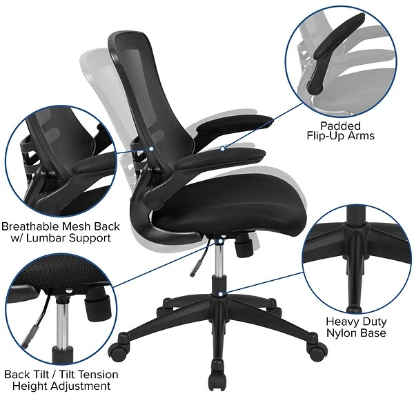 Flash Furniture Electric 27"H - 44"H Adjustable Standing Desk With Black Mesh Task Office Chair, Black (BNBLX5STDBK) 5 Flash Furniture Electric 27"H - 44"H Adjustable Standing Desk With Black Mesh Task Office Chair, Black (BNBLX5STDBK) - Image 5