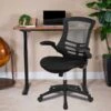 Flash Furniture Electric 27"H - 44"H Adjustable Standing Black Desk With Black Mesh Task Office Chair, Mahogany (BNBLX5STDR)
