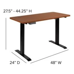 Flash Furniture Electric 27"H - 44"H Adjustable Standing Black Desk With Black Mesh Task Office Chair, Mahogany (BNBLX5STDR) -Ergot Office Furniture Shop sp133534945 s7