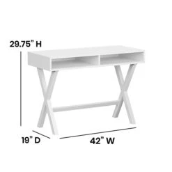 Flash Furniture 42" Home Office Writing Computer Desk With Open Storage Compartments, White (GCMBLK61WH) -Ergot Office Furniture Shop sp133535343 s7