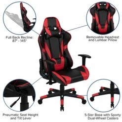 Flash Furniture 55" Gaming Desk With Red/Black Reclining Gaming Chair Set, Black (BLNX20D1904LRD) -Ergot Office Furniture Shop sp133535875 s7