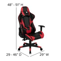 Flash Furniture 55" Gaming Desk With Red/Black Reclining Gaming Chair Set, Black (BLNX20D1904LRD) -Ergot Office Furniture Shop sp133535877 s7