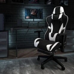 Flash Furniture 52"W Gaming Desk And Black Footrest Reclining Gaming Chair Set, Black (BLNX30RSG1031BK)