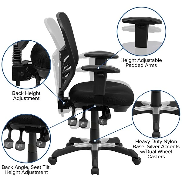Flash Furniture Electric 27"H - 44"H Adjustable Standing Desk With Black Mesh Executive Office Chair, Black (BLN20460001BK) 3 Flash Furniture Electric 27"H - 44"H Adjustable Standing Desk With Black Mesh Executive Office Chair, Black (BLN20460001BK) - Image 3