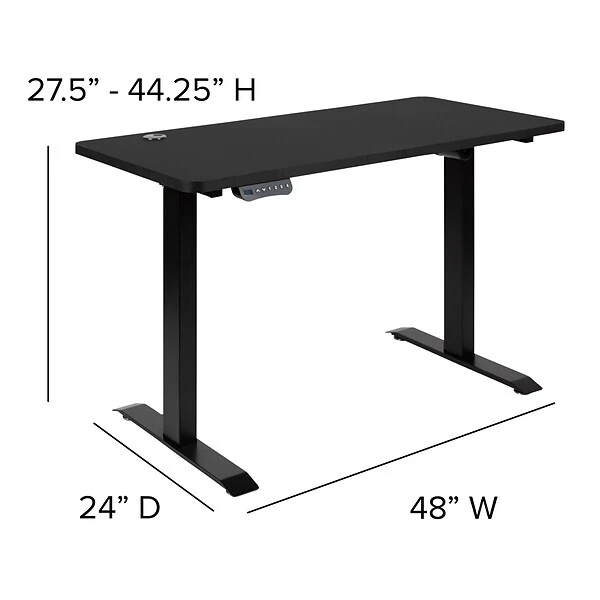 Flash Furniture Electric 27"H - 44"H Adjustable Standing Desk With Black Mesh Executive Office Chair, Black (BLN20460001BK) 6 Flash Furniture Electric 27"H - 44"H Adjustable Standing Desk With Black Mesh Executive Office Chair, Black (BLN20460001BK) - Image 6