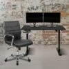 Flash Furniture Electric 27"H - 44"H Adjustable Standing Desk With Mid-Back Black Executive Office Chair, Black (BLN20462286BK)