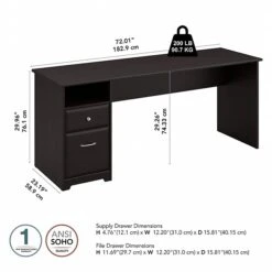 Bush Furniture Cabot 72W Computer Desk With Drawers, Espresso Oak (WC31872-03) -Ergot Office Furniture Shop sp134252733 s7