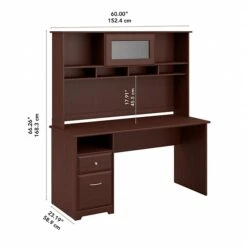 Bush Furniture Cabot 60W Computer Desk With Hutch And Drawers, Harvest Cherry (CAB042HVC) -Ergot Office Furniture Shop sp134252759 s7