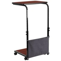 Flash Mobile Sit-Down/Stand-Up Computer Desk W/Removable Pouch, Adjust From 27'' To 46.5'', Mahogany -Ergot Office Furniture Shop sp134781392 s7