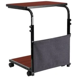 Flash Mobile Sit-Down/Stand-Up Computer Desk W/Removable Pouch, Adjust From 27'' To 46.5'', Mahogany -Ergot Office Furniture Shop sp134781397 s7