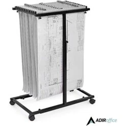 AdirOffice Steel Mobile Vertical Plan Center For Blueprints, Black (614-BLK)