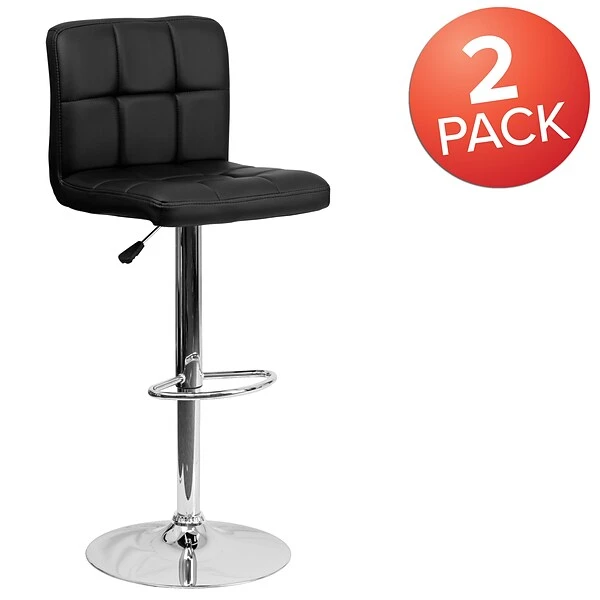 Flash Furniture Contemporary Vinyl Adjustable Height Barstool With Back, Black, 2-Pieces (2DS810MODBKGG) 2 Flash Furniture Contemporary Vinyl Adjustable Height Barstool With Back, Black, 2-Pieces (2DS810MODBKGG) - Image 2