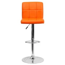 Flash Furniture Contemporary Vinyl Adjustable Height Barstool With Back, Orange, 2-Pieces (2DS810MODORGGG) -Ergot Office Furniture Shop sp137199734 s7