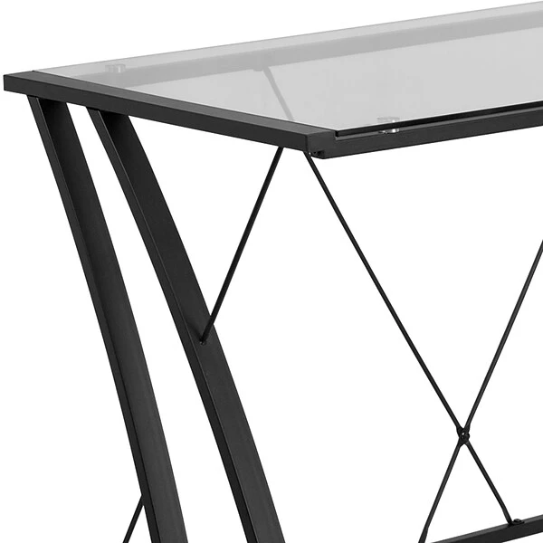 Flash Furniture 79" Glass L-Shape Computer Desk, Clear/Black (NANWK096) 3 Flash Furniture 79" Glass L-Shape Computer Desk, Clear/Black (NANWK096) - Image 3