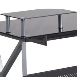 Flash Furniture Glass Computer Desk With Pull-Out Keyboard Tray And CPU Cart, Black 13 Flash Furniture Glass Computer Desk With Pull-Out Keyboard Tray And CPU Cart, Black -Ergot Office Furniture Shop sp140431502 s7