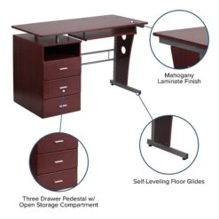 Flash Furniture 47" Laminate L-Shape Computer Desk, Mahogany (NANWK008) -Ergot Office Furniture Shop sp140431628 s7