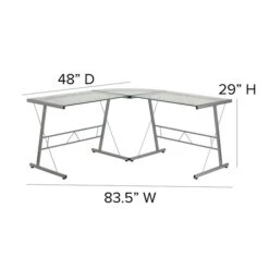 Flash Furniture 84" Glass L-Shape Computer Desk, Clear/Silver (NANCD22181) 8 Flash Furniture 84" Glass L-Shape Computer Desk, Clear/Silver (NANCD22181) -Ergot Office Furniture Shop sp140431634 s7