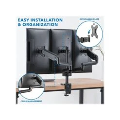 Mount-It! Adjustable Triple Monitor Mount With Gas Spring Arms, Up To 27", Black (MI-4753B) -Ergot Office Furniture Shop sp140538877 s7