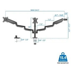 Mount-It! Adjustable Triple Monitor Mount With Gas Spring Arms, Up To 27", Black (MI-4753B) -Ergot Office Furniture Shop sp140538878 s7