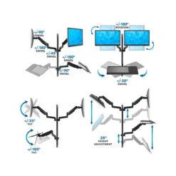 Mount-It! Adjustable Dual-Monitor Wall Mount Workstation, Up To 32", Black (MI-7992) -Ergot Office Furniture Shop sp140538917 s7