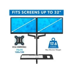 Mount-It! Adjustable Dual-Monitor Wall Mount Workstation, Up To 32", Black (MI-7992) -Ergot Office Furniture Shop sp140538918 s7