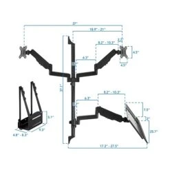 Mount-It! Adjustable Dual-Monitor Wall Mount Workstation, Up To 32", Black (MI-7992) -Ergot Office Furniture Shop sp140538920 s7