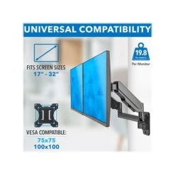 Mount-It! Adjustable Dual Monitor Wall Mount, Up To 32", Black (MI-1766B) 9 Mount-It! Adjustable Dual Monitor Wall Mount, Up To 32", Black (MI-1766B) -Ergot Office Furniture Shop sp141596577 s7