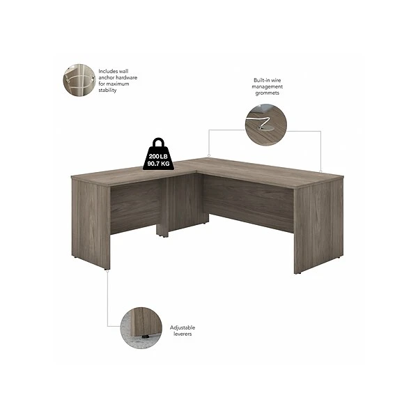 Bush Business Furniture Studio C 72" W L Shaped Desk With 42" W Return Bundle, Modern Hickory (STC049MH) 2 Bush Business Furniture Studio C 72" W L Shaped Desk With 42" W Return Bundle, Modern Hickory (STC049MH) - Image 2